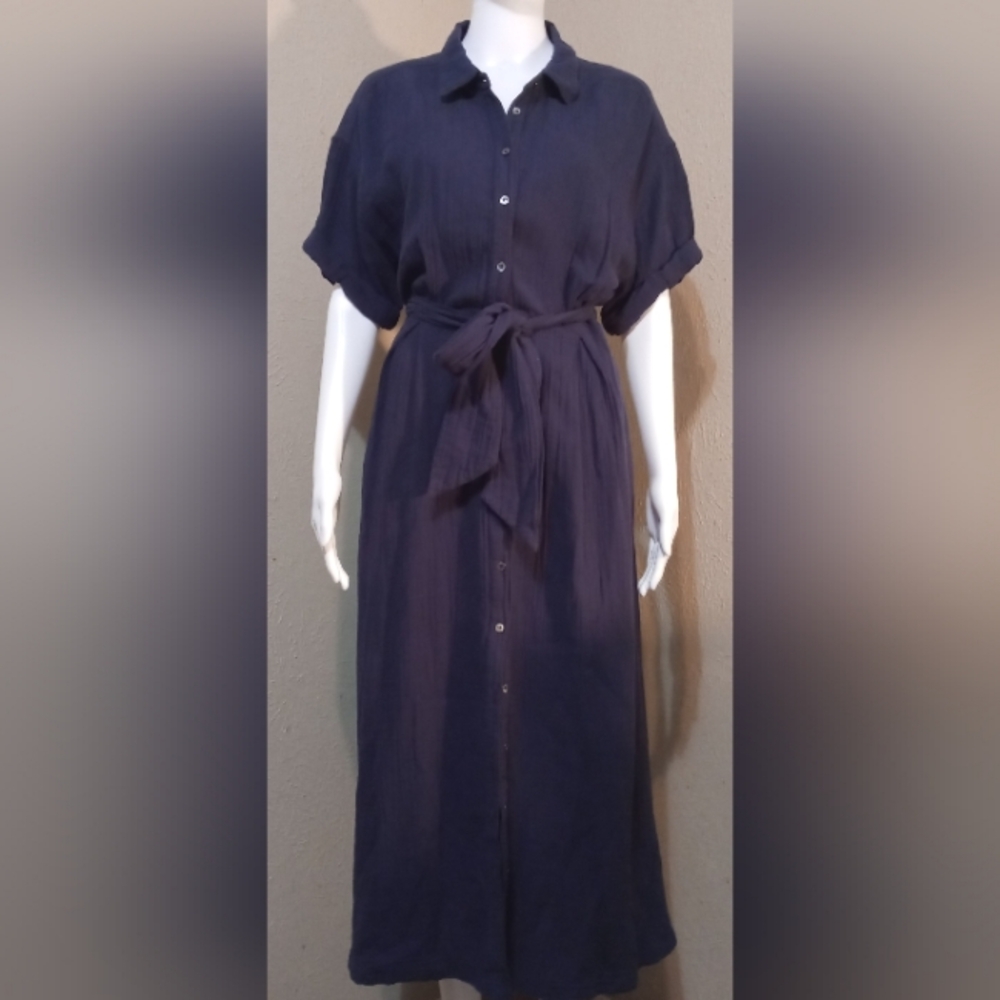 XiRENA Navy Belted Midi Dress